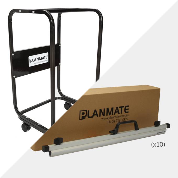 Planmate A1 MAXI Plan Trolley and 10x A1 Plan Clamps ( PMB4 )