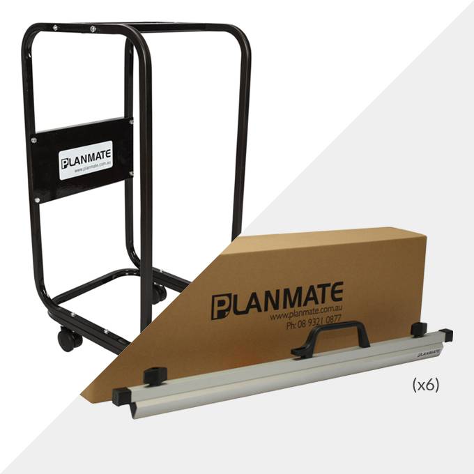 Planmate A1 SPACE SAVER Plan Trolley and 6 x A1 Plan Clamps ( PMBS )